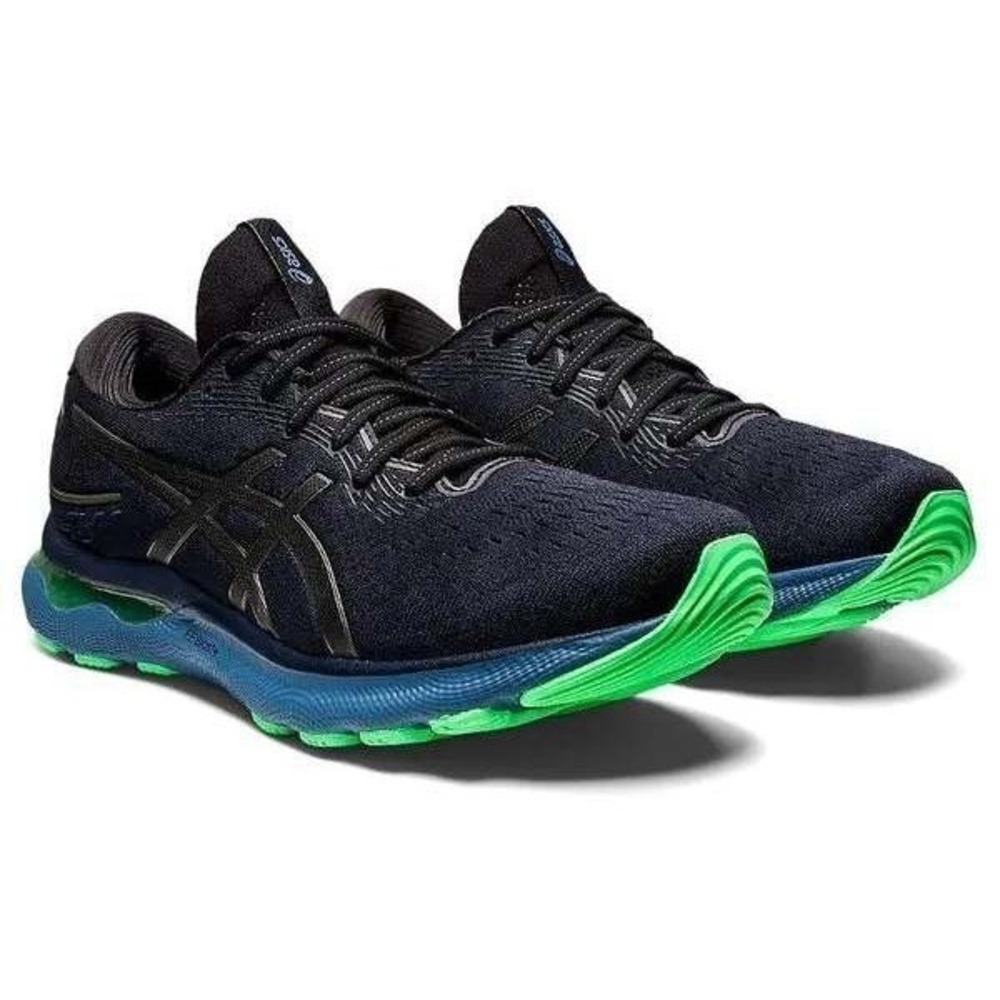 Asics Gel-Nimbus 24 Running Shoes Men 12 Navy Blue Green Black 1011B359 Athletic